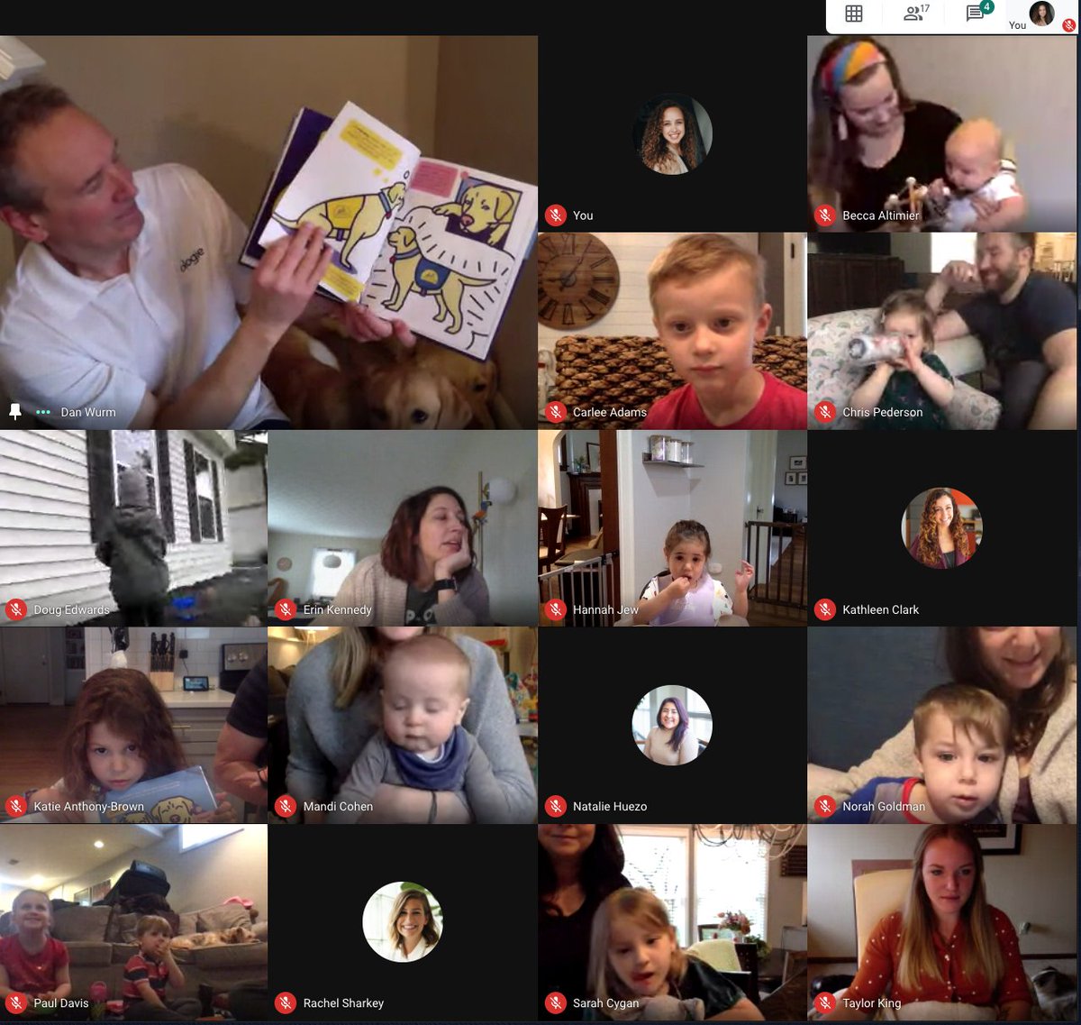 ologie's tweet image. Checkout this Zoom griddo of kiddos! Thank you for hosting #SnacksandStorytime, Dan! #CampQuarantine #OlogieKids