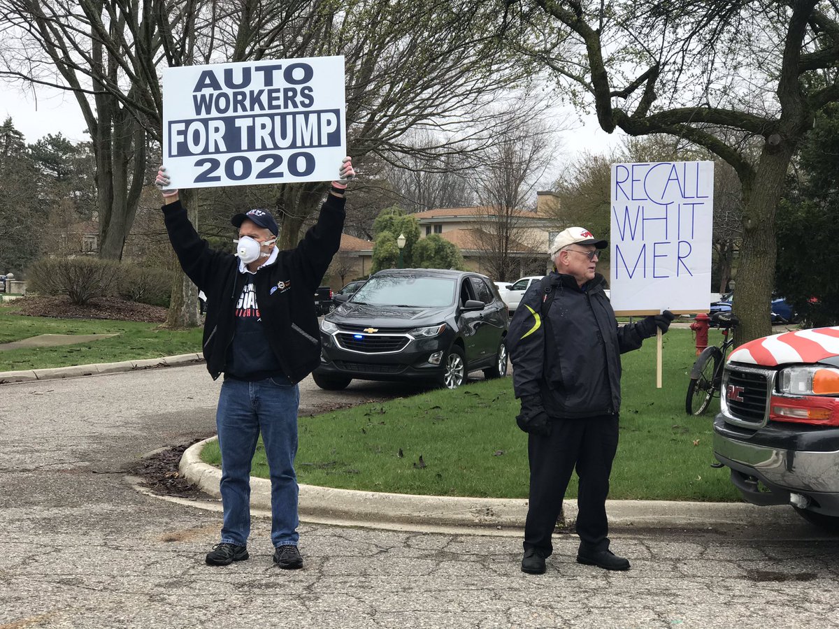 Some images from the protest outside Gov. Whitmer’s home in Lansing.