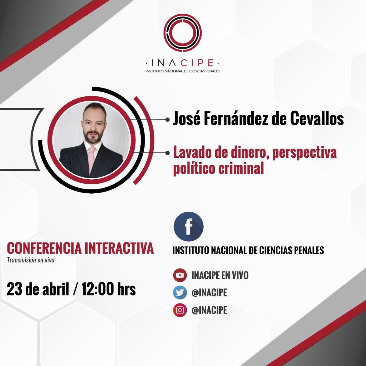 Hoy a las 12.00pm hablaré de lavado de dinero en las Conferencias  interactivas del <a href="/INACIPE/">INACIPE</a>.  En vivo en el link facebook.com/Conferencias-I…
