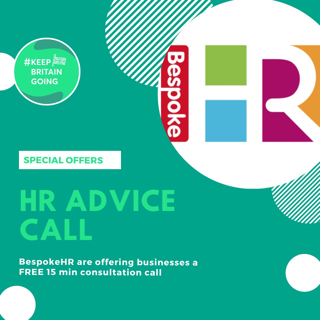 As part of the #KeepBritainGoing campaign, BespokeHR are offering an amazing opportunity for a FREE 15 minutes consultation with one of their specialists! 

Check it out here: bit.ly/2XWcvST

---
#smallbusiness #support #covid19 #socialmedia #keepbritaingoing