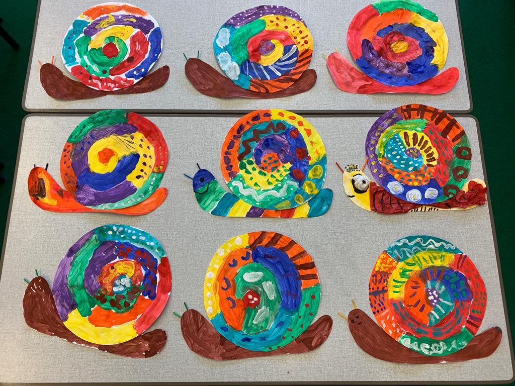 The most colourful snails I've ever seen! Inspired by The Snail and the Whale. @clpe1 #JuliaDonaldson #AxelScheffler