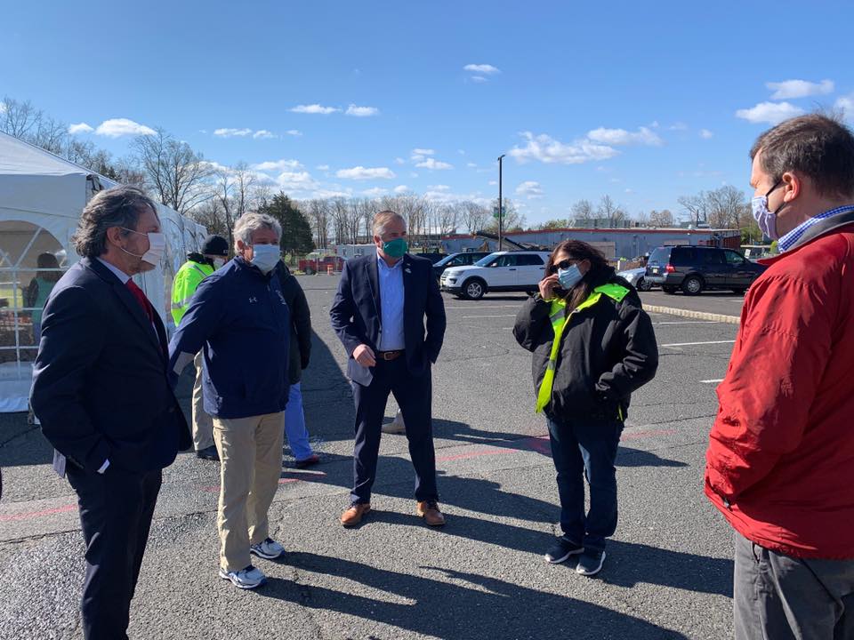 KipBateman's tweet photo. Yesterday, Senator @tomkean, Freeholders Brian Gallagher and Brian Levine and I toured the Somerset and Hunterdon #COVID testing site at @raritanvalleycc.

Thank you to our heroic healthcare workers and all volunteers! https://t.co/vCztPwpVS3