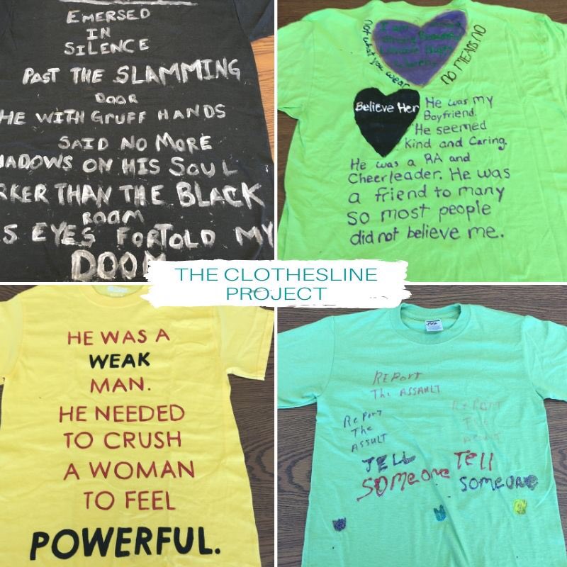 UTCSAW's tweet photo. The virtual #clotheslineproject for #SAAM2020 displaying tshirts created by students who were victims of violence telling their story of abuse, survival, or hope. #uttogether #wecanstoptheviolence #webelievesurvivors https://t.co/w6JbYgcwY4