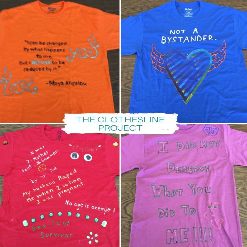 UTCSAW's tweet photo. The virtual #clotheslineproject for #SAAM2020 displaying tshirts created by students who were victims of violence telling their story of abuse, survival, or hope. #uttogether #wecanstoptheviolence #webelievesurvivors https://t.co/w6JbYgcwY4