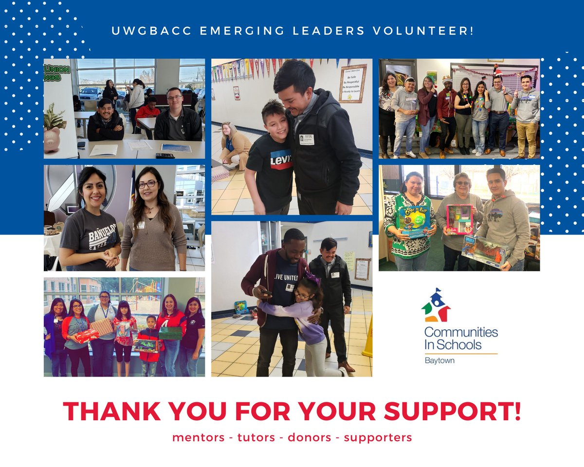 #NationalVolunteerWeek  Bringing community into the schools is what we are about. UWGBACC Emerging Leaders have supported us through mentoring, tutoring, donating, and advocating for our students. They are #AllinForKids!
#WhatWeAreMadeOf #CISBaytown #UWGBACC #LiveUnited