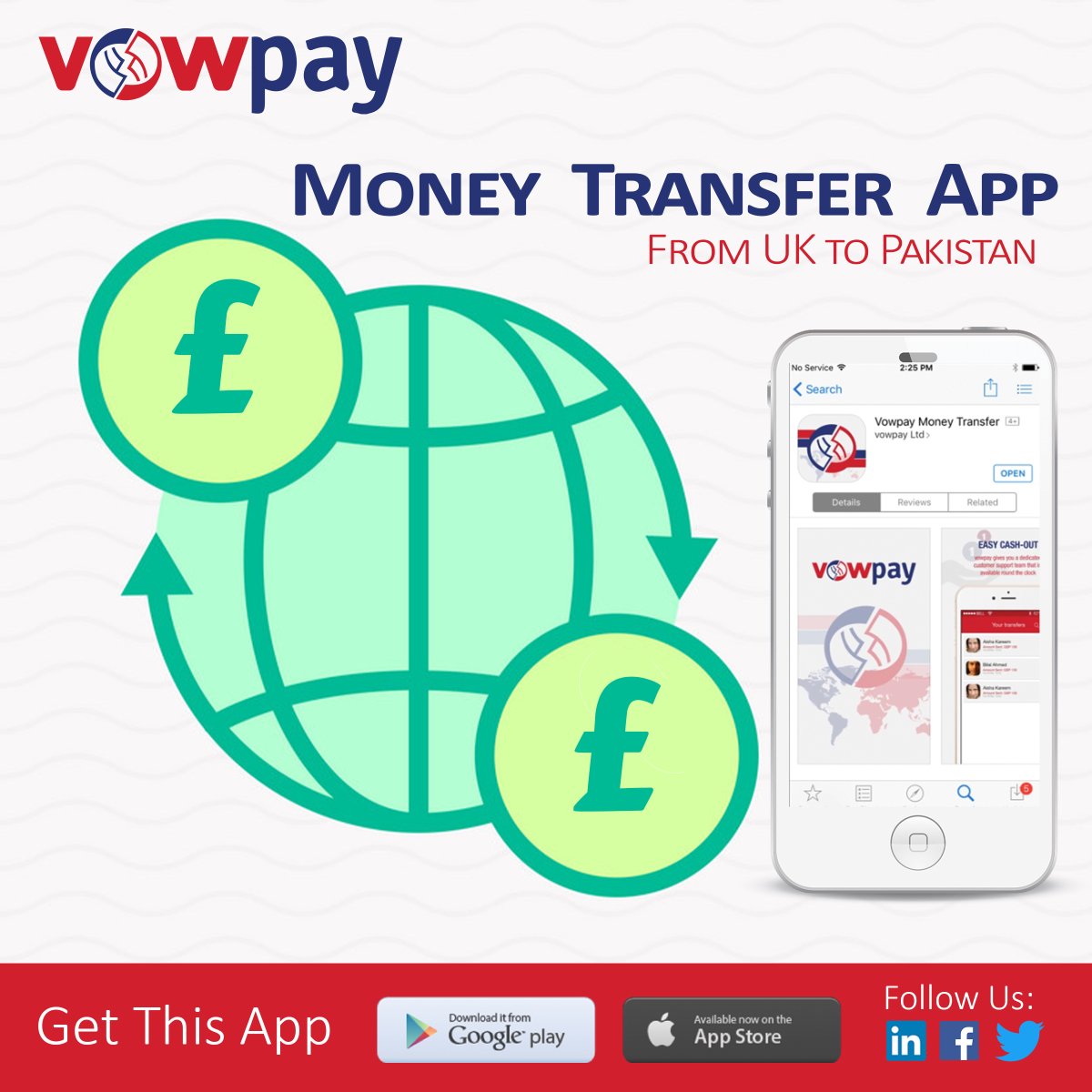 vowpay's tweet image. Zero Rate Transfer , Easy to Use App

#Vowpay #MoneyTransfer #BritishPakistanis #sendmoney #Remit