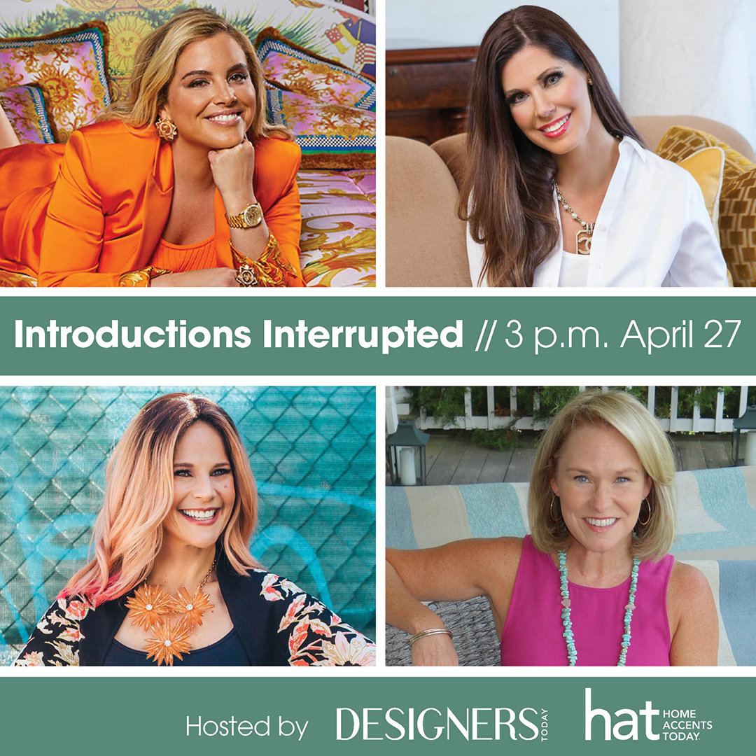 Join us April 27 for a live Zoom panel as designers discuss missing markets — the pivots, pitfalls and possibilities. With Sasha Bikoff, <a href="/shaylacopas/">Shayla Copas</a>, <a href="/StacyGarciaInc/">Stacy Garcia</a> and <a href="/libbylangdon/">Libby Langdon</a> and hosted by Designers Today and Home Accents Today. bit.ly/2VQiI02