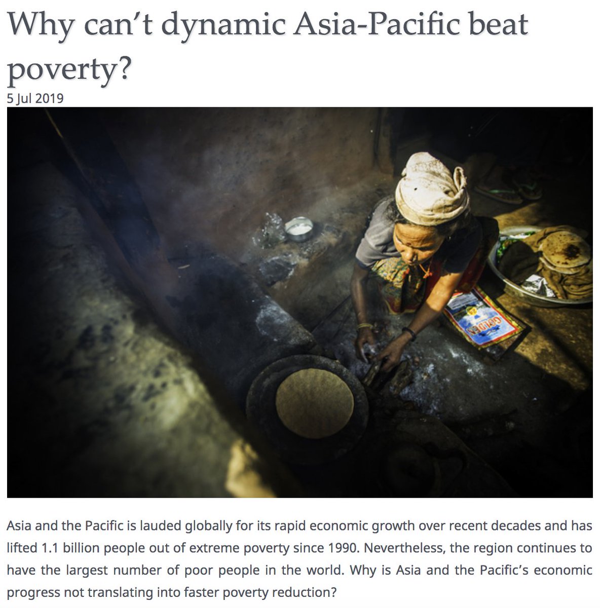 South and east Asia and the Pacific continue to be hotspots for global poverty, and people there are now facing additional threats from climate change and chronic food shortages  https://www.unescap.org/blog/why-cant-dynamic-asia-pacific-beat-poverty