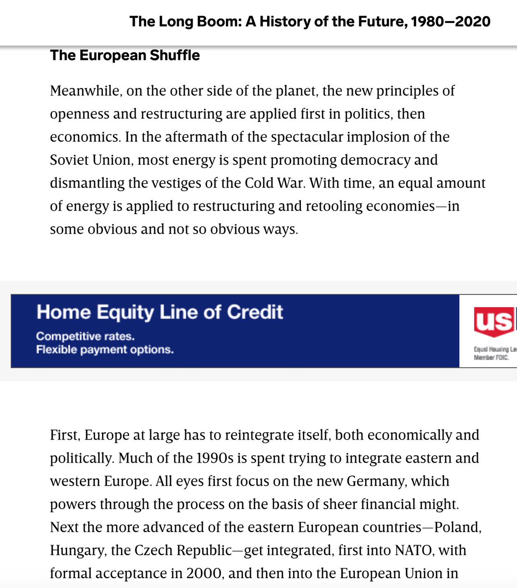 Ah yes, the genius of neoliberalism which propelled Europe toward its inexorable destiny (from "The Long Boom: A History of the Future, 1980–2020" in  @wired)