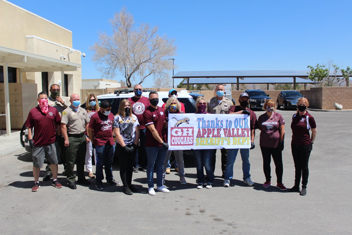Yesterday, GHHS staff donated lunch to the <a href="/AppleVllyPolice/">Apple Valley Police</a> and the AVUSD Police Department. We are thankful for our first responders still working hard to keep us safe during this uncertain time!