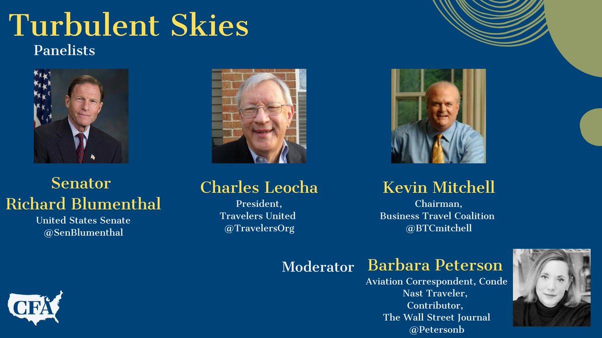 (4/4) Panelist Spotlight: Barbara Peterson, Aviation Correspondent for Conde Nast Traveler, will be moderating our Turbulent Skies panel. Hear more at  #ConsumerAssembly 2pm EST May 6.Register below: https://consumerfed.org/cfa_events/consumer-assembly/