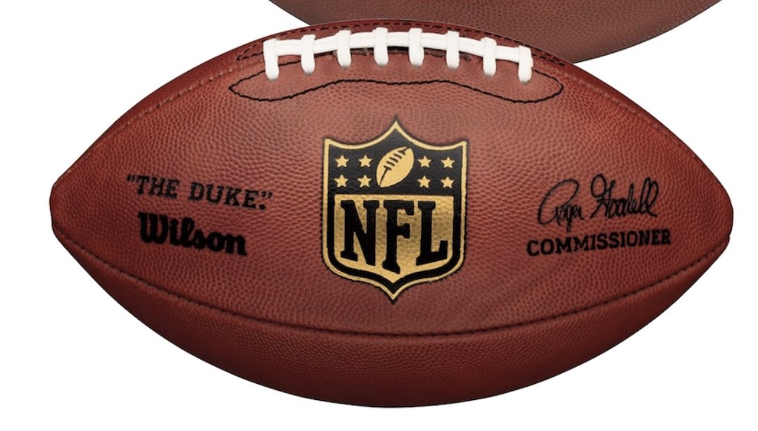 darrenrovell's tweet photo. JUST IN: The NFL official game ball by @WilsonFootball gets an update for the 2020 season as the metallic shield gets blue, red and silver colors. https://t.co/Aq6GggcezB