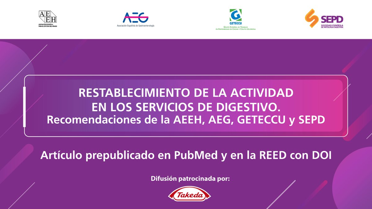 sepdigestiva's tweet photo. Ya puedes leer el artículo "Restablecimiento de la actividad en los servicios de Digestivo. Recomendaciones de la @AEEHLiver, @aegastro, @geteccu y @sepdigestiva” disponible en 🔗https://t.co/4BDxBj6gHH 

Este artículo está prepublicado en PubMed y en la #REEDigestivas con DOI. https://t.co/5EmqxHqKMi