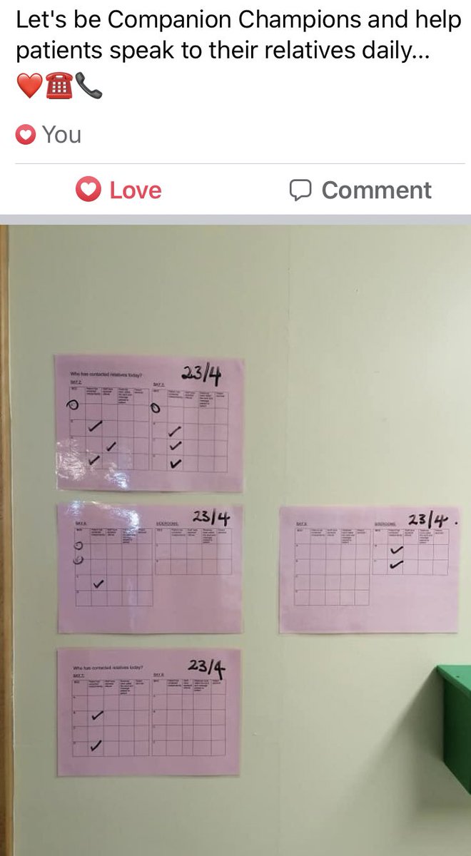 Thank you <a href="/Team7A_ULHT/">Bostonian</a> for your amazing idea... We’ve adapted this on ours.. 

Daily calls to family from patients ❤️