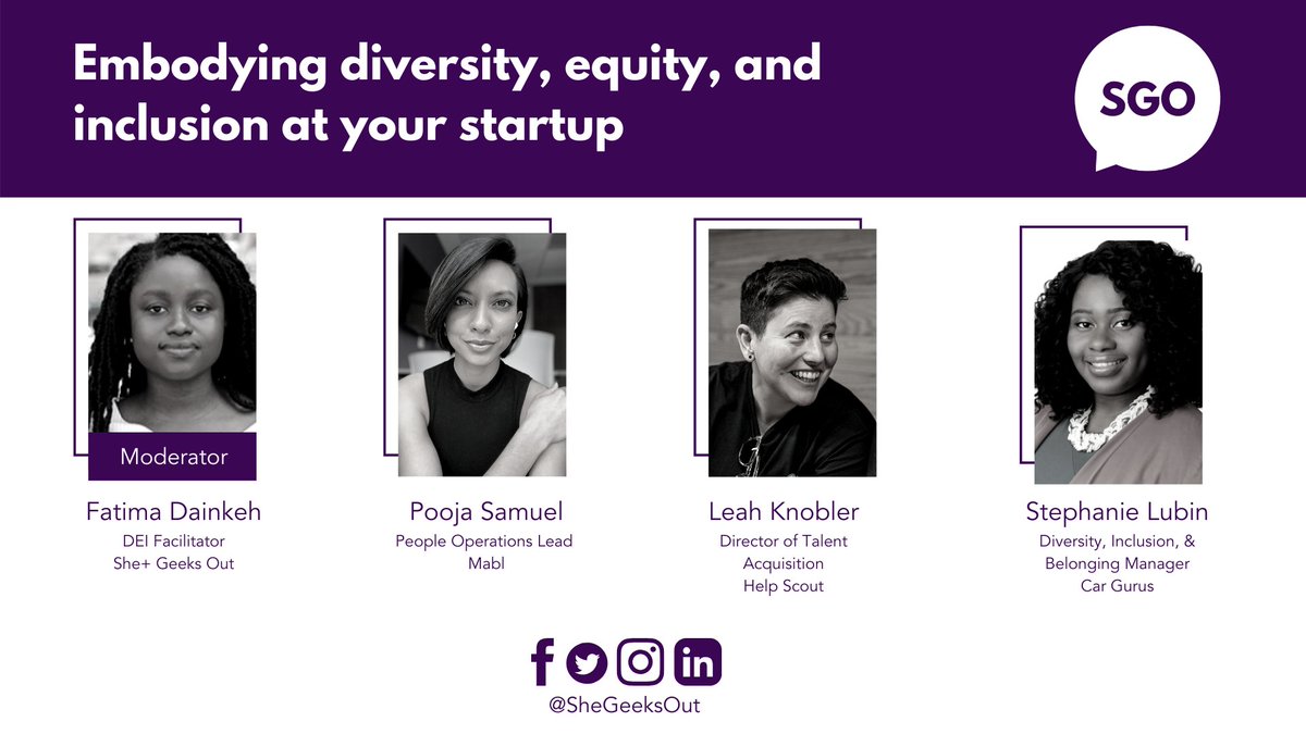 We're having out first virtual DEI meetup next Wednesday! We'll talk about what DEI work looks like during these times and how to bake it in to your startup/company culture! Join us as we network and learn from each other: ://sgodeivirtualaprmeetup.eventbrite.com/?ref=estw