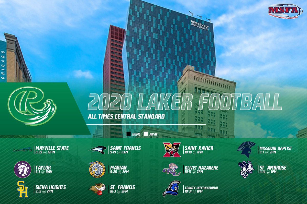 RULAKERFB's tweet photo. We are excited to announce our 2020 Schedule! #NAIA #MSFA #Lakers #RUBetter2Day https://t.co/Xbw2nMjiUf