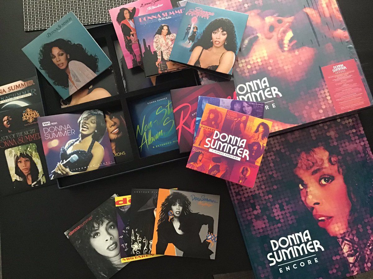Timsy99's tweet photo. A lockdown Treat to myself very happy with my ultimate #DonnaSummer collection of 33 CD’s #DiscoHeaven #IFeelLove #OnTheRadio #SheWorksHardForTheMoney #StateOfIndependence #LoveToLoveYouBaby #HotStuff #BadGirls @PWLHitFactory #LovesAboutToChange #LoveisinControl #ImARainbow https://t.co/qbdDcaaUXW