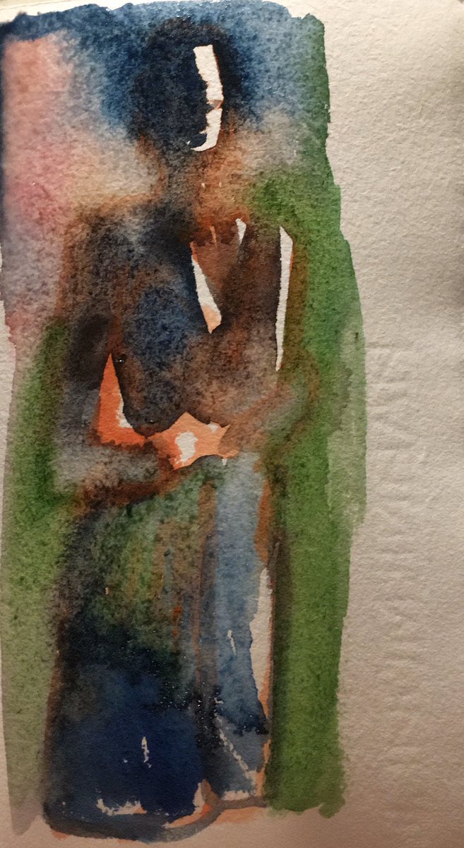 Aan de wandel. Aquarel.