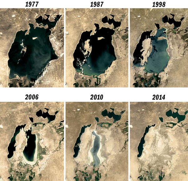 StyleEtik's tweet photo. Aral Sea used to be one of the 4 largest lakes in the world of 26,300 sq mi &amp; by 1997 only 10% of it was left. The water has been used for growing cotton. It is an unfortunate proof of how destructive and unsustainable can be consumer behavior. Image @Wikipedia #earthdayeveryday https://t.co/fnD6DtB8WQ