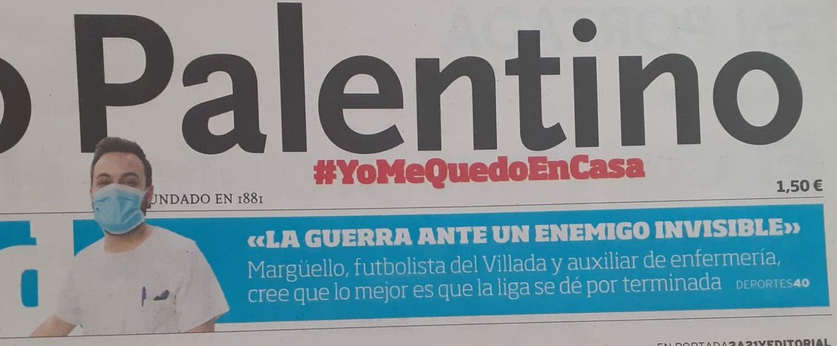 cdvillada1's tweet photo. Hoy salimos en el @DiarioPalentino
Entrevista a nuestro jugador @sergiomargu que está al pie del cañón 💪😷 https://t.co/npFz1k8DYO