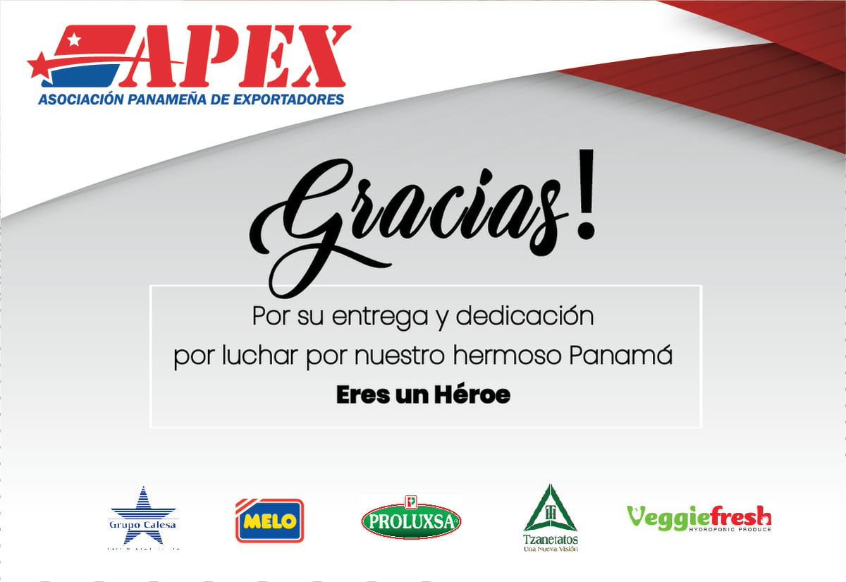 APEXPANAMA's tweet photo. Nuestros #HéroesAPEX se han unido para donar más de 120 platos de comida con productos de @htzanetatos @AlimentosMelo @GrupoCalesa @VeggiefreshPty @proluxsa
Gracias al chef @alexisitton por donar su tiempo y mano de obra a esta gran iniciativa. #SéunHéroe #ExportadorInformado https://t.co/1egnJi12bF