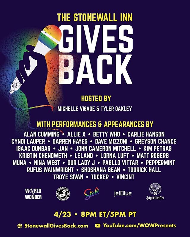 Tonight, <a href="/thestonewallinn/">The Stonewall Inn</a> is coming to your living room with a star-studded livestream concert supporting our LGBTQ+ nightlife industry. Grab a Stoli Spirit of Stonewall from @reservebar and get ready to kiki for a cause at 8PM ET at StonewallGivesBack.com!