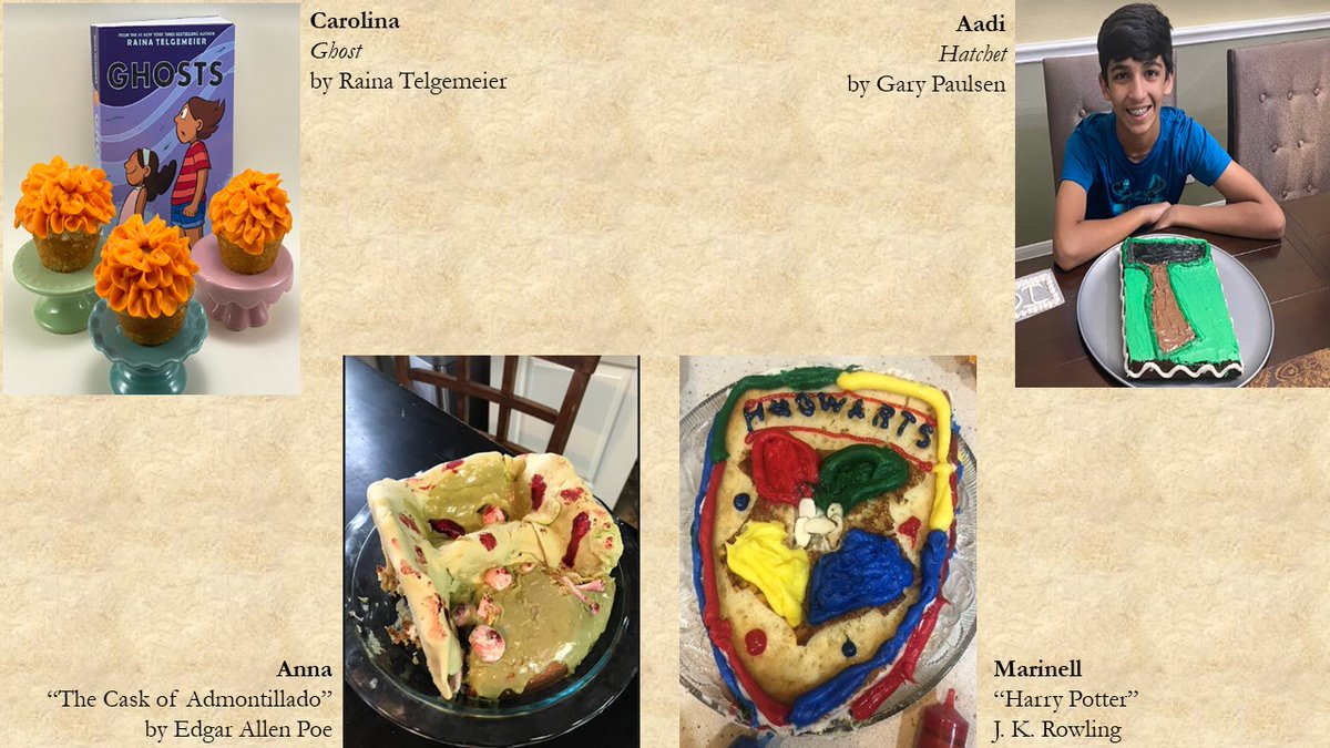 elar_gt's tweet photo. As NEISD charts a new path forward, the @bushneisd @NEISDGT ELAR program hosted an Edible Book Contest! The winner received two large pizzas delivered to her home! Thank you Ms. Hirst for judging! @BushMSLibrary @NEISDLibrary #QuarantineBehavior
WEEK 4 β EDIBLE BOOK CONTEST https://t.co/0HHNQK8YMm