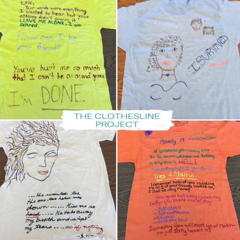 UTCSAW's tweet photo. The virtual #clotheslineproject for #saam2020 displaying t-shirts made by victims of violence. Each shirt tells a personal story be it about abuse, survival, or hope. #uttogether #stoptheviolence #webelievesurvivors https://t.co/FY7GB13IX8