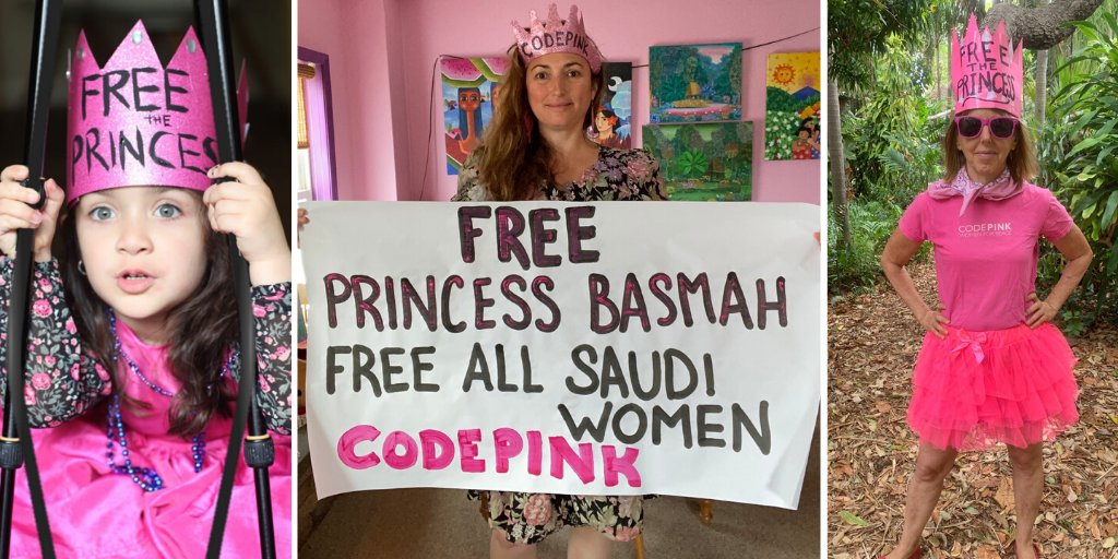 codepink's tweet photo. Leave it to the Saudi Crown Prince MbS to imprison Princess Basmah, his very own cousin, for a year without charge. Her crime?
Advocating for women's rights.
Help #FreeThePrincess & release all imprisoned human rights activists! #StopSaudi
https://t.co/JCQMDE0dtE https://t.co/CubGvVCRKo