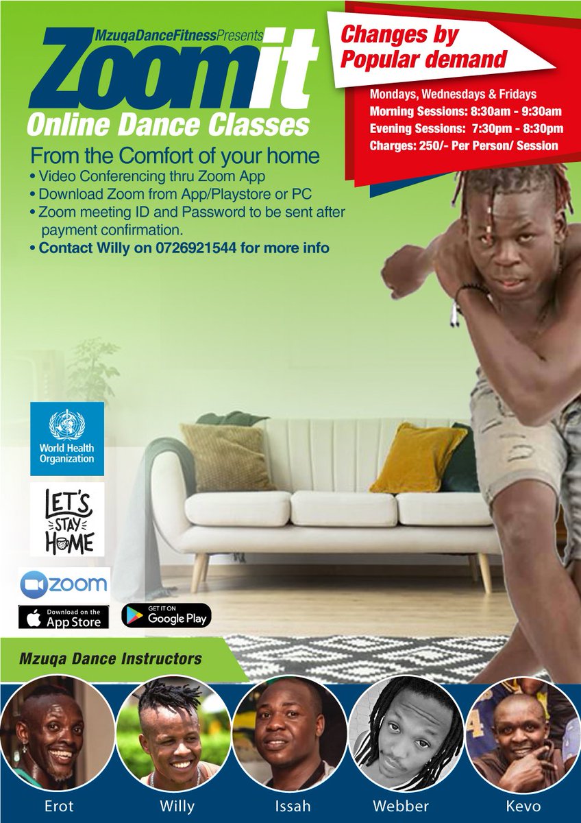 DennisKdeng's tweet photo. Have Tried to kill this Boredom by Trying some Fun energetic Kenyan Dance workout #MzuqaDance @MzuqaDance join us tomorrow from 830am EAT to get Fit at the Comfort of your home charges only 250 Bob.

#StaySafe #COVID19 #KeepMoving https://t.co/KfE02KIgKs