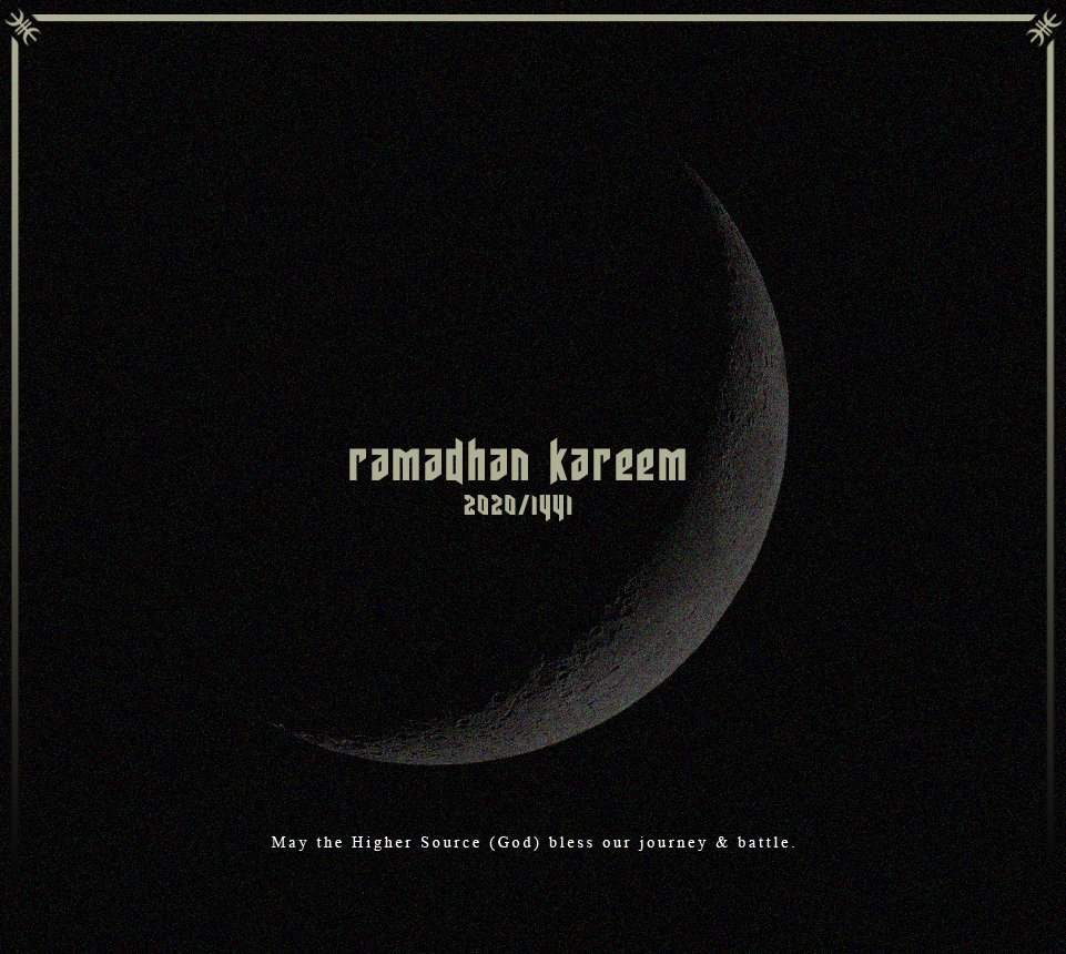 Happy Ramadhan Kareem to all. May the Higher Source bless our heart, journey &amp; battle this year!

The Suns will shine upon us soon. 🌒🌞

#ramadhan #deadsunscult