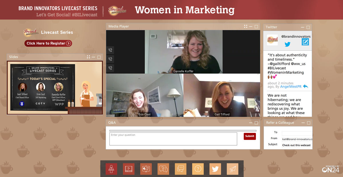 BrandInnovators's tweet photo. What a treat having these fearless leaders join us for today's Women in Marketing #BILivecast Series. Thank you for the insights @ww_us's @gailtifford, @COTYInc's @ErinCast2 &amp; @WPP/@mindshare's Danielle Koffner! https://t.co/tMBJgBW0Db