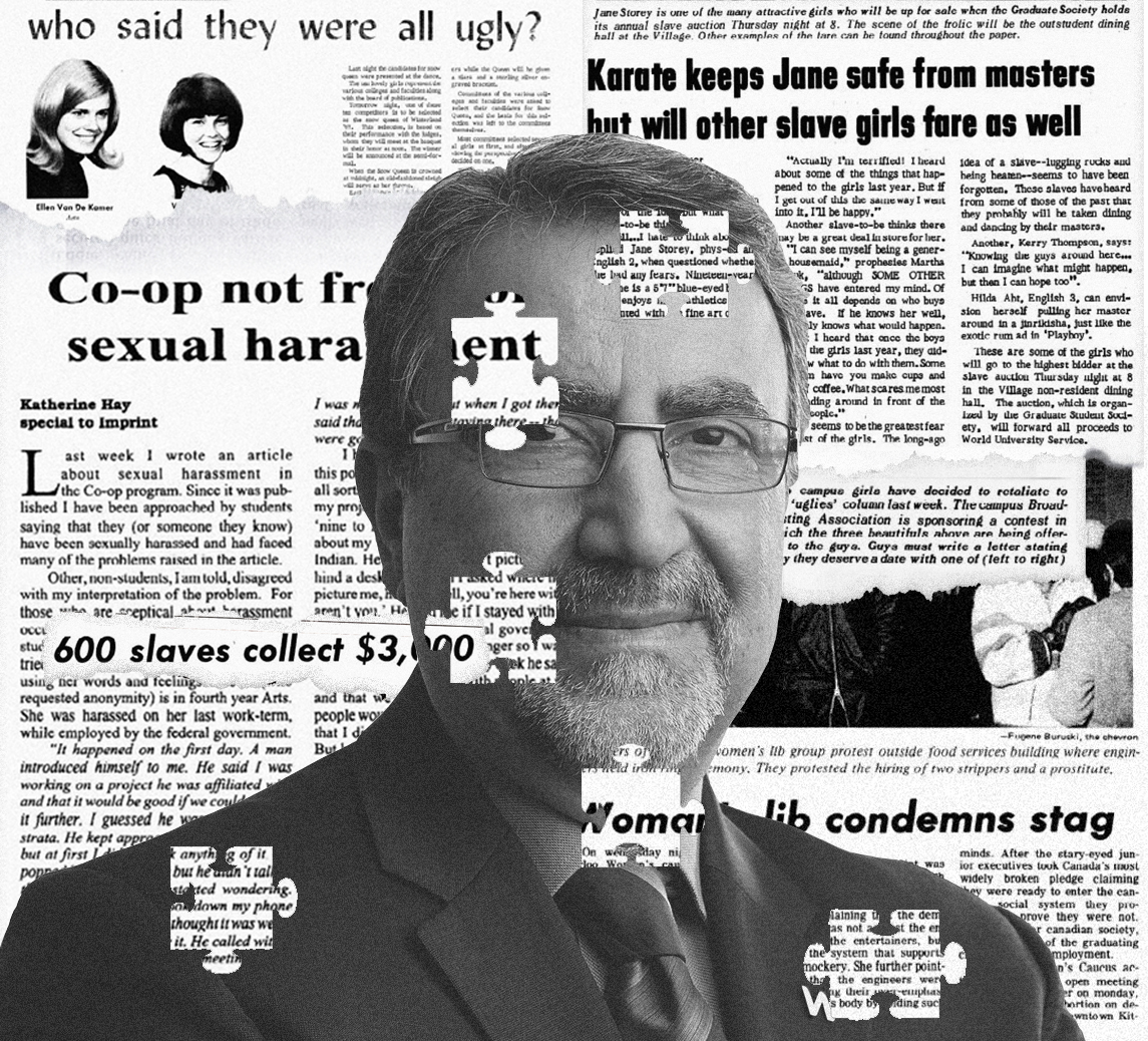 OConfente's tweet photo. Created some collages highlighting the creepy history of subordinating women on campus at @UWaterloo, featuring newspaper clippings pulled from the library archives (mostly dated between the '60s and '70s). https://t.co/HQ8YB108pf