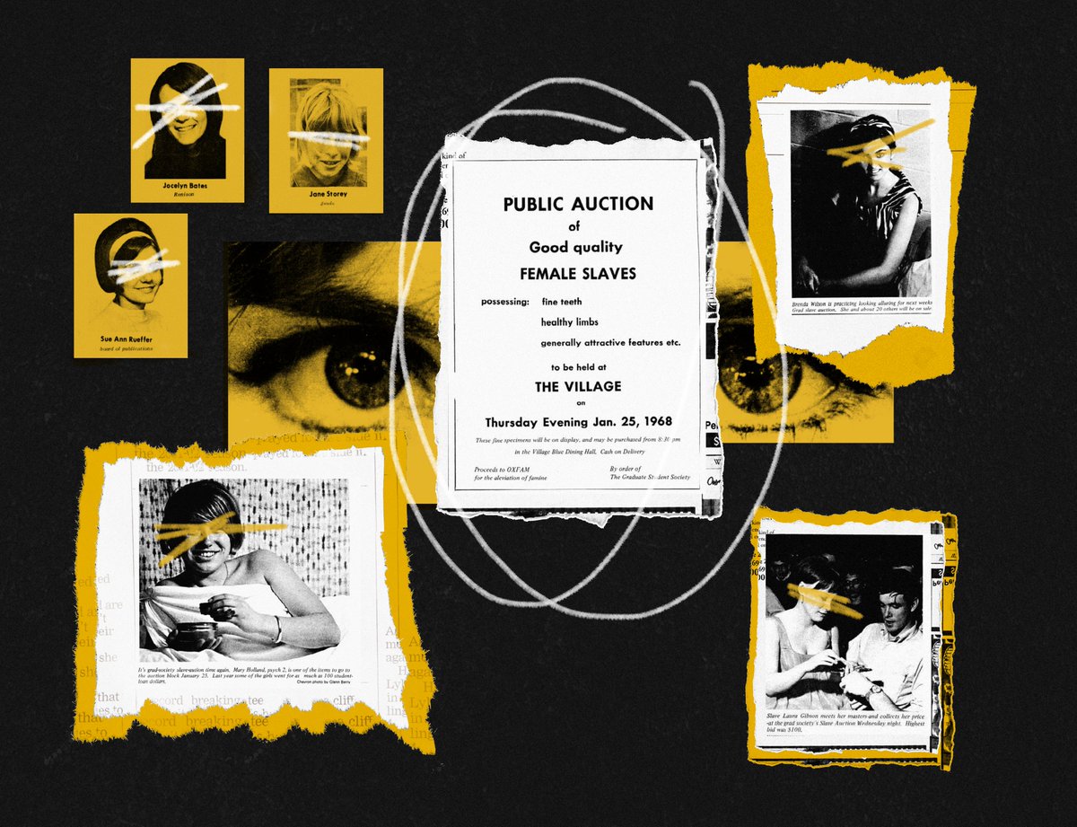 OConfente's tweet photo. Created some collages highlighting the creepy history of subordinating women on campus at @UWaterloo, featuring newspaper clippings pulled from the library archives (mostly dated between the '60s and '70s). https://t.co/HQ8YB108pf