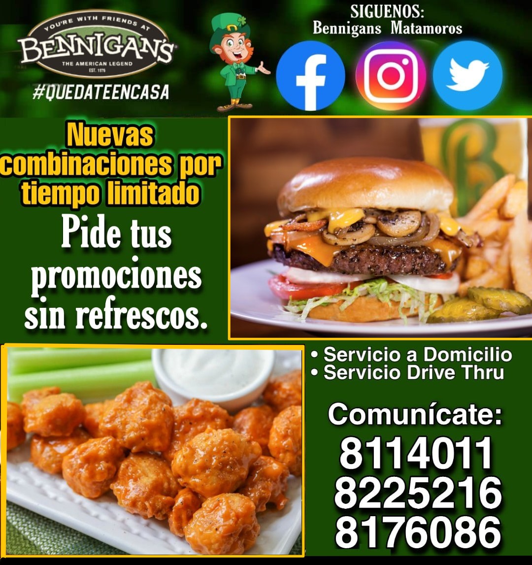 BennigansMaat's tweet photo. 💚 Si tienes antojo de algún #montecristo #boneless #BrownieBottomPie . Deberías probar nuestra promocion 2x1 Disfruta de nuestro sabor legendario ☎️🛵 Marcanos para ordenar tu pedido o pases por el y lo disfrutes en casa. ☺️
✅ 8688114011 📲
✅ 8688225216 📲
✅ 8688176086 📲 https://t.co/kmgaRannzk