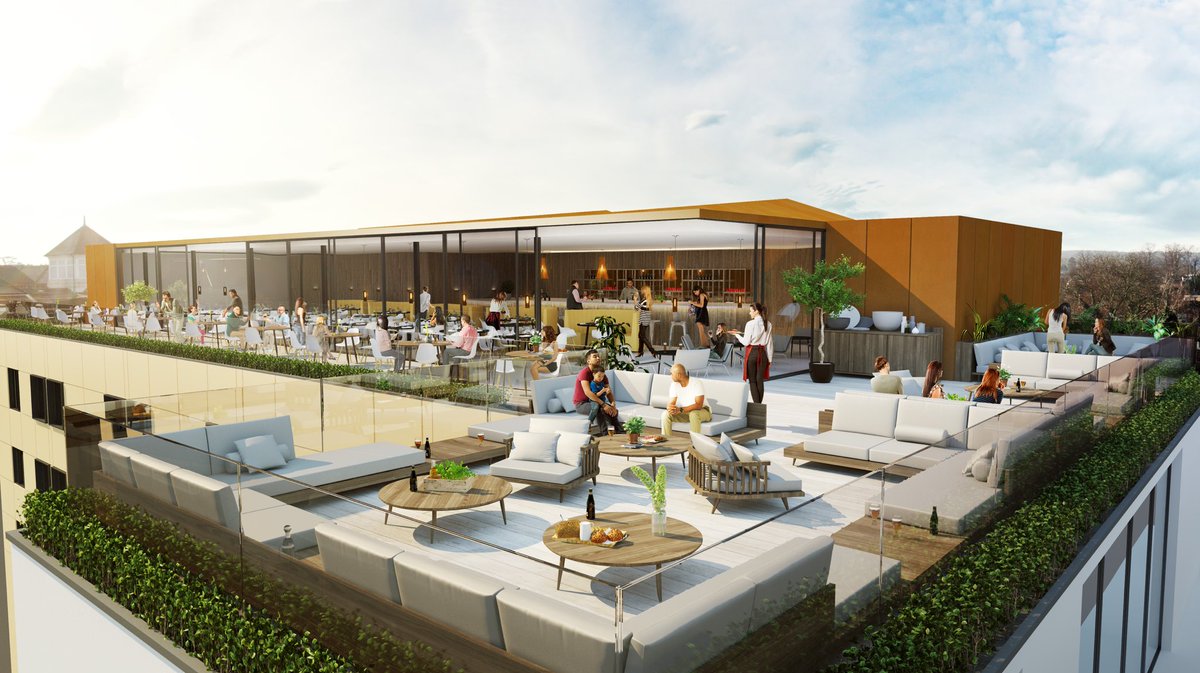 CGI of how the rooftop #restaurant could look, with amazing views towards ⁦<a href="/No1Cathedral/">Canterbury Cathedral</a>⁩