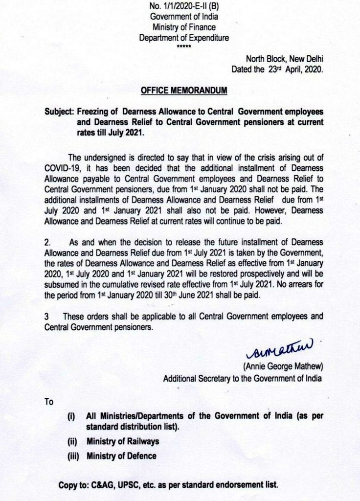 While the BJP has kept us busy with Arnab and abusive IT trolls today the number of Covid 19 patients in India has increased buy 1600 + today taking the total to 23000+.Thousands of crores in PM CaresTemporary discontinuation of DA to central govt emps and pensioners1/3  https://twitter.com/sneha2986/status/1251517213397274624