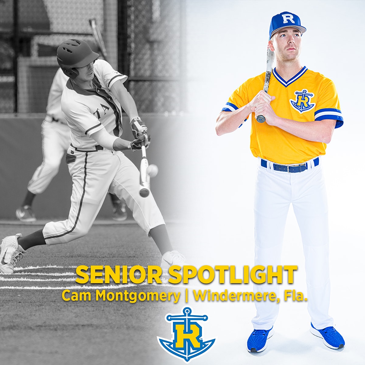 Rollins Baseball (@rollinsbaseball) on Twitter photo Cam Montgomery | Windermere, Fla.
Cam led the Tars in HR in 2019 & was 2nd that year with 19 XBH. He recorded multiple hits in three of his first five games, had a 5 RBI game, and a two home run game.
Tars Career Stats
49 G, .266/.339/.519, 12 2B, 2 3B, 8 HR, 23 R, 28 RBI Cam Montgomery | Windermere, Fla.
Cam led the Tars in HR in 2019 & was 2nd that year with 19 XBH. He recorded multiple hits in three of his first five games, had a 5 RBI game, and a two home run game.
Tars Career Stats
49 G, .266/.339/.519, 12 2B, 2 3B, 8 HR, 23 R, 28 RBI