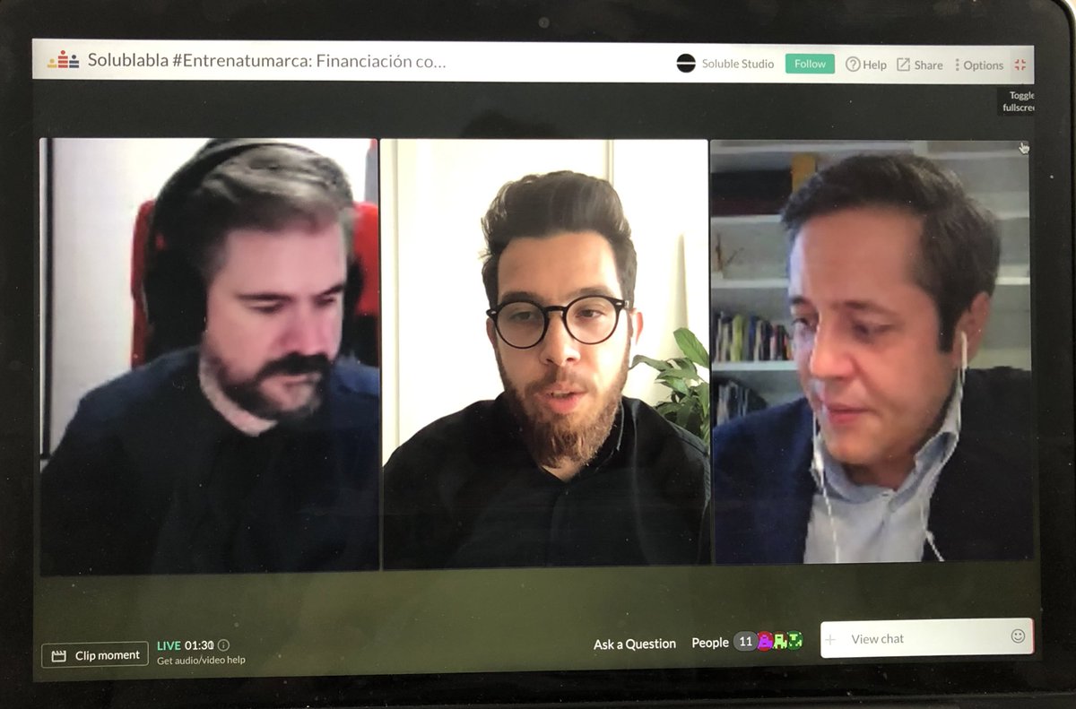 enisa's tweet photo. @solublestudio @bayonlopez Muchísimas gracias @omixam & @IsmaelBarros de @solublestudio por invitarnos a vuestro especial #Solublabla #EntrenaTuMarca para hablar de financiación, innovación, emprendimiento... y ¡marca Enisa! #SomosEnisa ☺️ https://t.co/Mwh0Cp9eMn