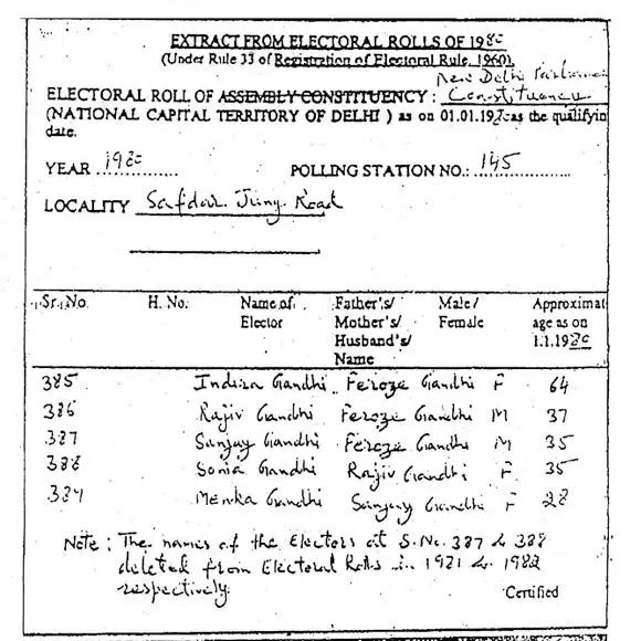 6/n Her name was already in the electoral roll of 1980 though she held Italian Passport till 1983.Check this photocopy.I'm revealing more facts from the next tweet 7/n.