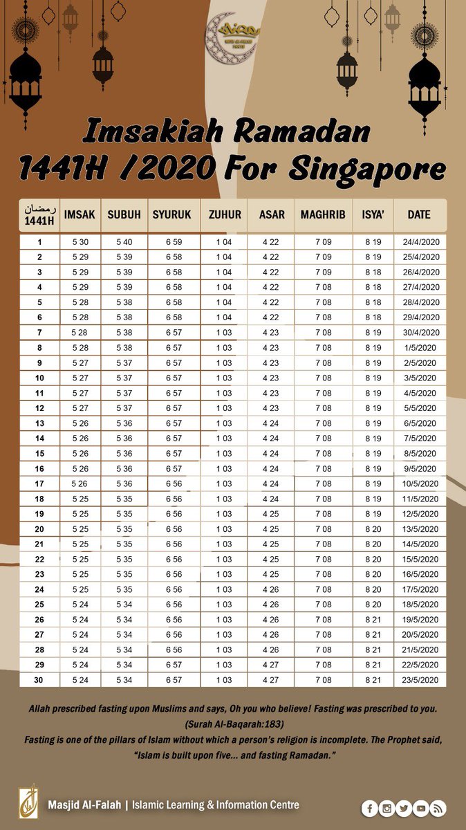 Ramadan Mubarak! Do save the prayer timetable and share with your friends and family 😌