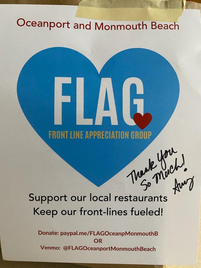 Oceanport_PD's tweet photo. A special thank you to the Oceanport and Monmouth Beach Flag (Front Line Appreciation Group) for bringing our day shift lunch today. We appreciate your efforts and support. Thank You!!!!!!!!!!!!! https://t.co/akKf24MioD