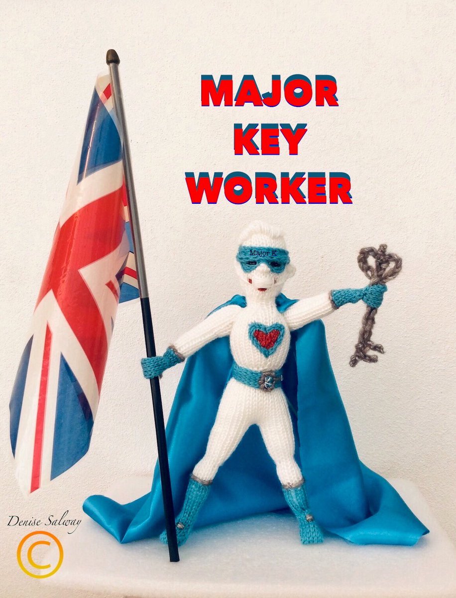 KnittingWitchUK's tweet photo. Huge appreciation to all the #keyworkers out there ...so #designed #tribute especially for you all #knitted #superhero #MajorK #Major #keyworker all #helping us #saving the #public you are. #heroes 😘🧶🧙‍♀️ https://t.co/Z3BdpeN2hC