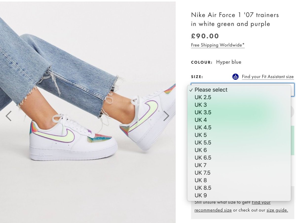 nike air force 1 womens uk size 7