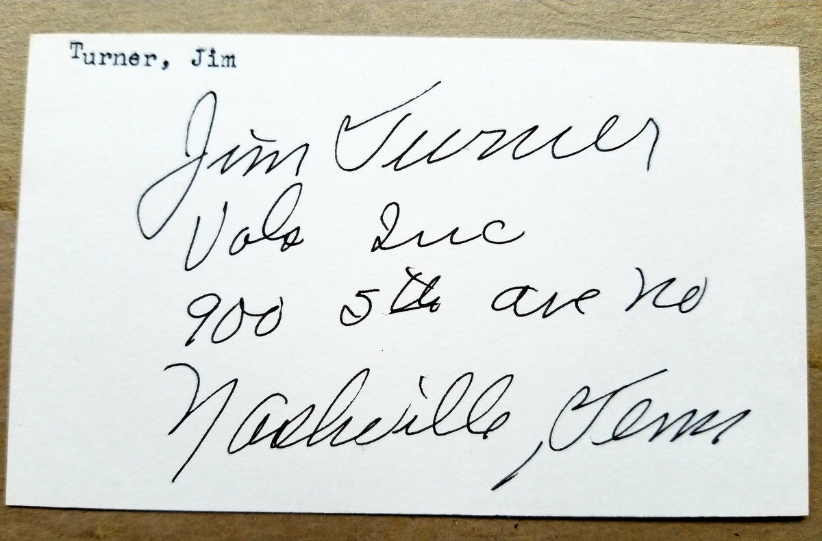 <a href="/NashvilleVols/">Nashville Vols</a> manager-general manager Jim Turner's autograph with <a href="/SulphurDell/">Sulphur Dell™</a> address from 1960...