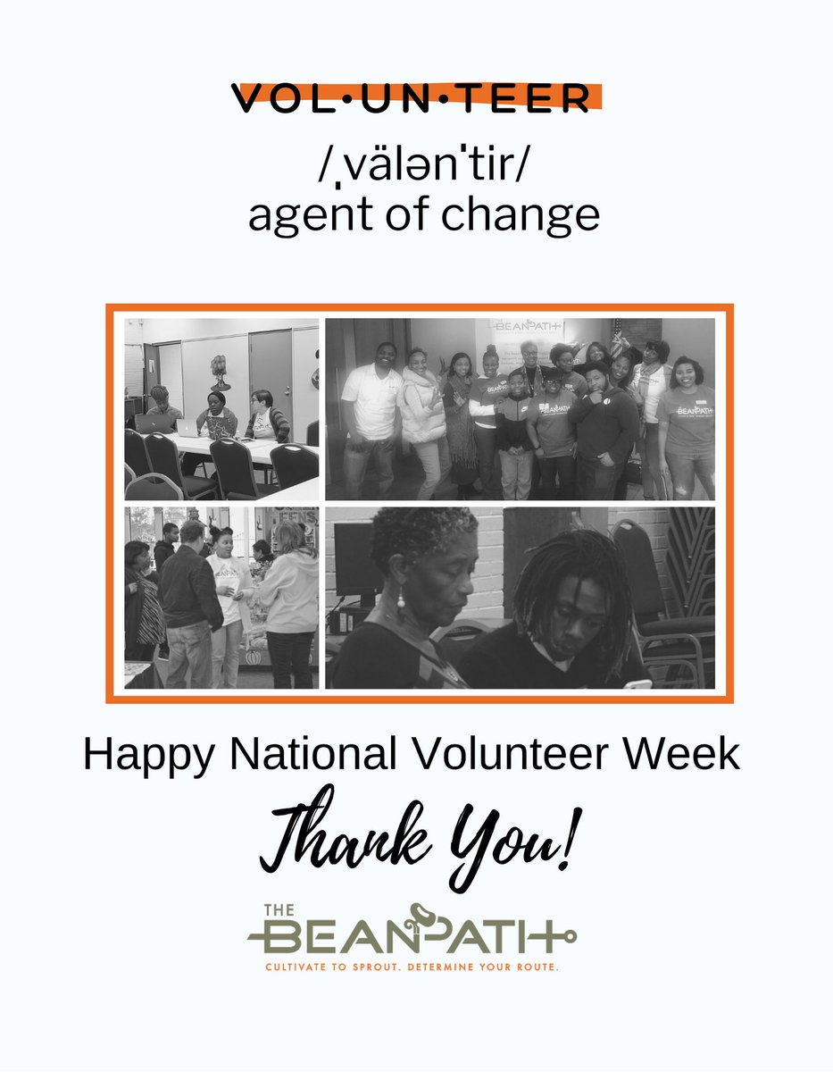 theBeanPath's tweet photo. Happy #NationalVolunteerWeek! We would like to say thank you to our volunteers at The Bean Path. We appreciate their hard work, dedication, and commitment. Our volunteers’ time, talent, expertise, and contributions help make carrying out our mission possible. #TheBeanPath https://t.co/6K7s4mLiq2