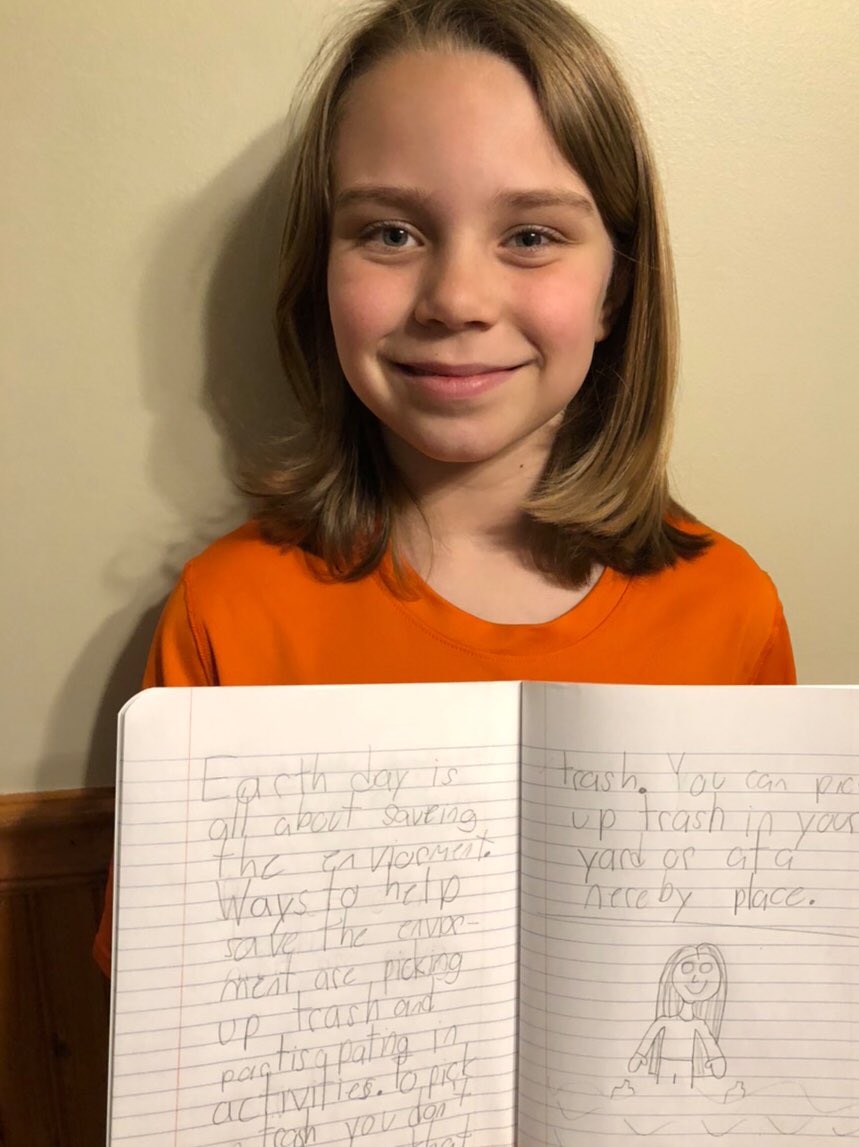 klgoldsmith8's tweet photo. Another hard working @BBES_SMCPS Lion wrote about how we can help save the Earth for Write it Wednesday. Let’s all get out there and pick up litter today for Team up to Clean up Thursday and follow her advice! https://t.co/FrYyXkKUjM