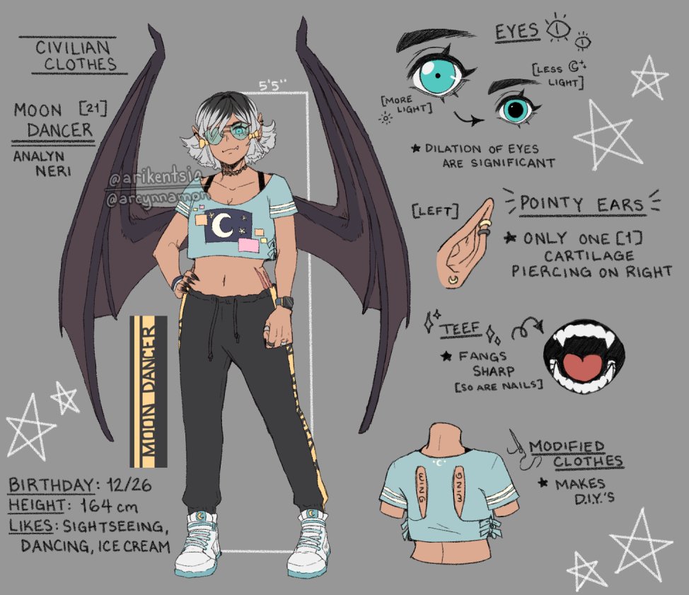 [#BNHAOC | #MHAOC]
Since I've been thinking about her a lot, this is my BNHA OC, Analyn Neri [a.k.a. Pro-Hero: Moon Dancer]!
I love bats a whole lot &amp; I love the series, so I decided to combine them! 🦇🤍🌙