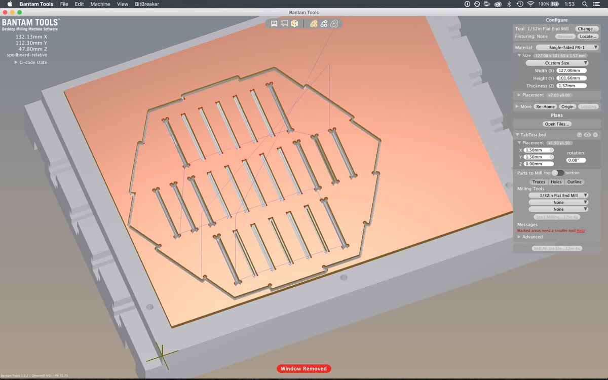 RobotGrrl's tweet photo. Does anyone with a @bantamtools know how to skip the warnings and mill something, despite the red line errors? @sophywong @MohitBhoite #BantamTools #Othermill https://t.co/TgyfDXOWC8