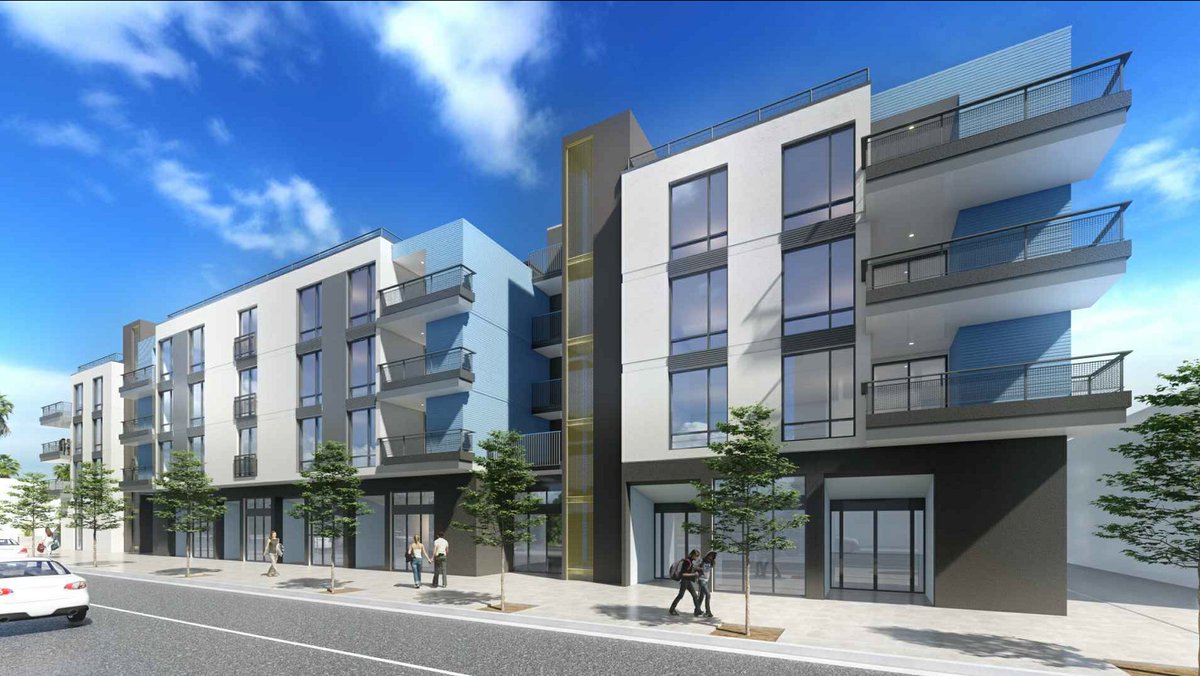 UrbanizeLA's tweet photo. In its first remote meeting, the LA City Planning Commission signs off on a proposed four-story, 102-unit apartment building in San Pedro https://t.co/CalU3zYwPf https://t.co/AE52pAnaGK